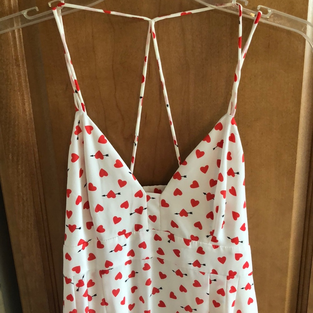 White Dress with Heart Print